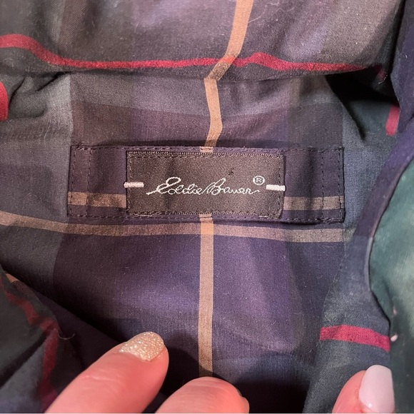 Eddie Bauer Men’s goose down puffer bomber best hunter green plaid size medium - Picture 8 of 10
